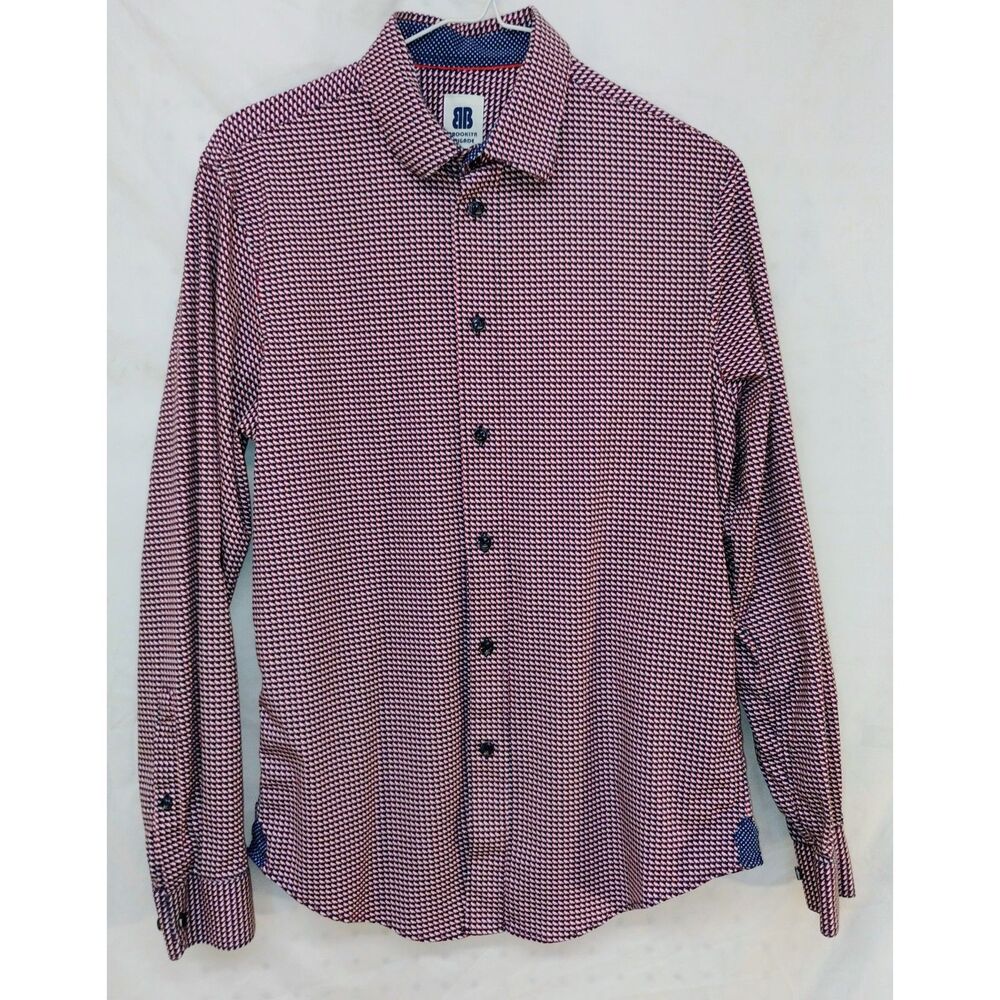 Brooklyn Brigade Patterned Button‑Up Shirt Medium  Red White Blue